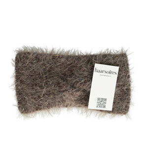 Haarband Twist Fluffy Knitted 12cm Bruin