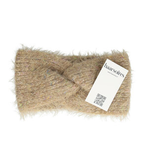 Haarband Twist Fluffy Knitted 12cm Beige