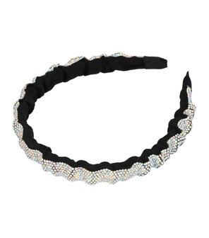 Diadeem Glitter Steentjes Wave 1,5cm Zwart Zilver