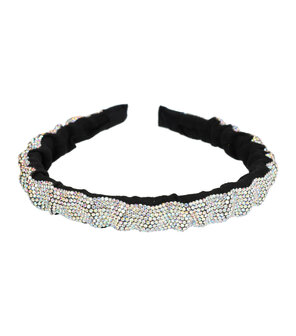 Diadeem Glitter Steentjes Wave 1,5cm Zwart Zilver