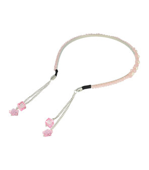 Diadeem Facet Kralen Ketting Sliertjes Zilver Roze