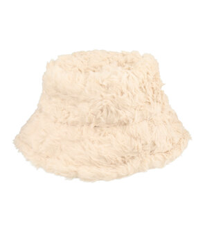 Bucket Hat Fluffy Imitatie Bont Creme