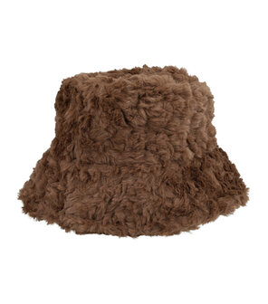 Bucket Hat Fluffy Imitatie Bont Bruin