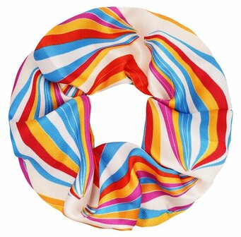 Scrunchie Haarelastiek Retro Streep Print Creme Blauw Rood