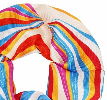 Scrunchie Haarelastiek Retro Streep Print Creme Blauw Rood