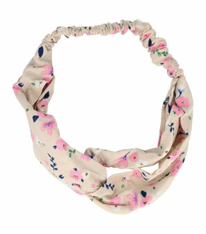 Haarband Twist Knoop Bloemen Patroon Color Beige