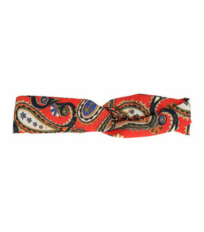 Haarband Twist Knoop Paisley Fantasie Patroon Rood