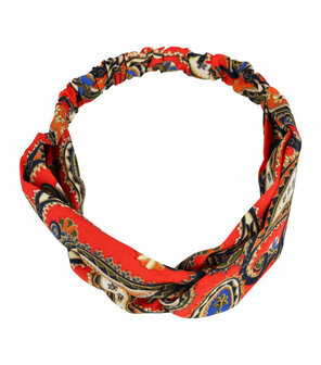 Haarband Twist Knoop Paisley Fantasie Patroon Rood