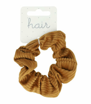 Scrunchie Haarelastiek Velvet Rib Bruin