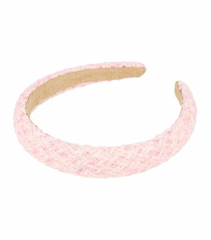 Haarband Diadeem Dik Geweven Stof Glitter Licht Roze