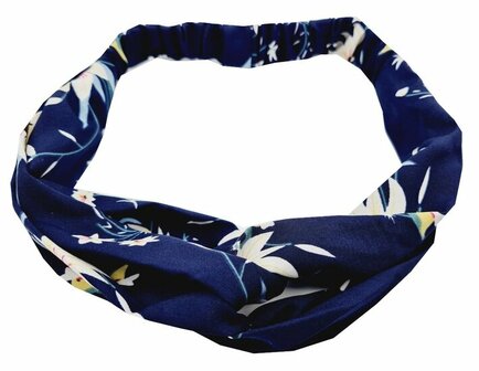 Haarband Twist Bloemen Patroon Blauw