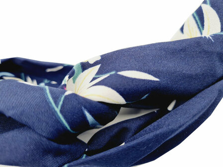 Haarband Twist Bloemen Patroon Blauw