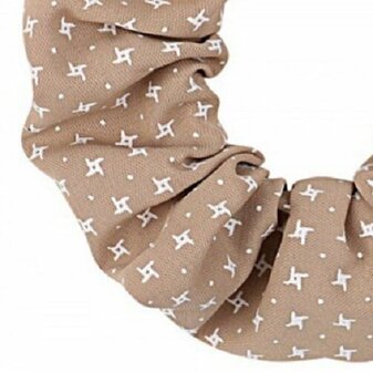 Scrunchie Haarelastiek Sterren Print Wit Bruin