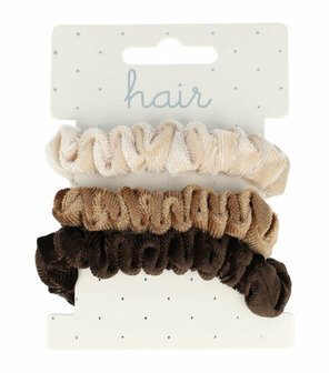 Scrunchie Haarelastiek Smal Velvet Beige Bruin