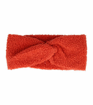 Haarband Winter Twist Soft Teddy 10cm Oranje Rood