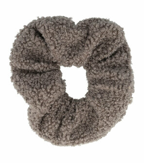 Scrunchie Haarelastiek Teddy Stof Grijs