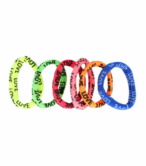 Haarelastieken Endless Love Tekst Klein 4cm Color Neon