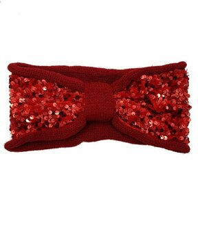 Haarband Knoop Knitted Pailletten Rood - Gebreide Haarband