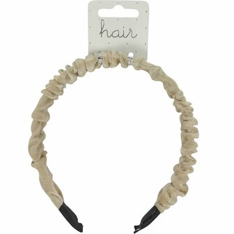 Haarband Diadeem Velvet Gerimpeld Beige