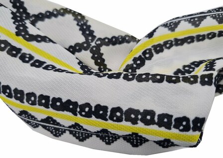 Haarband Twist Ibiza Print Wit Zwart Geel