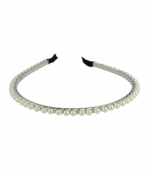 Haarband Diadeem Parel Ketting Wit Zilver