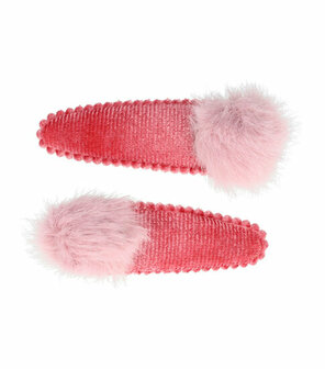 Haarspeld Klikklak Velvet Pompom 5cm Roze