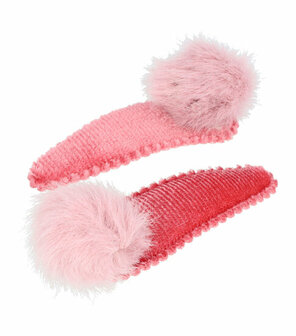 Haarspeld Klikklak Velvet Pompom 5cm Roze