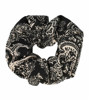 Scrunchie Haarelastiek Paisley Print Beige Zwart