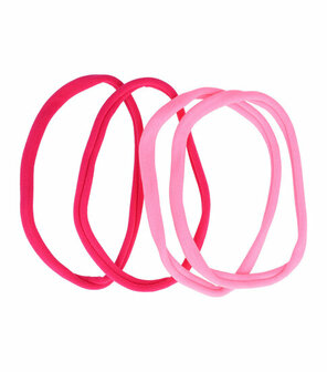 Haarband Elastiek Sport Endless Nylon 4 Stuks Duo Roze