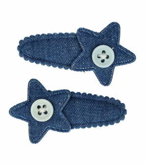 Haarspeld Klikklak Mini Ster Knoop 3cm Jeans Blauw