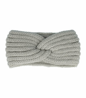 Haarband Winter Twist Knitted Licht Grijs - Gebreide Haarband