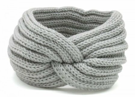 Haarband Winter Twist Knitted Licht Grijs - Gebreide Haarband