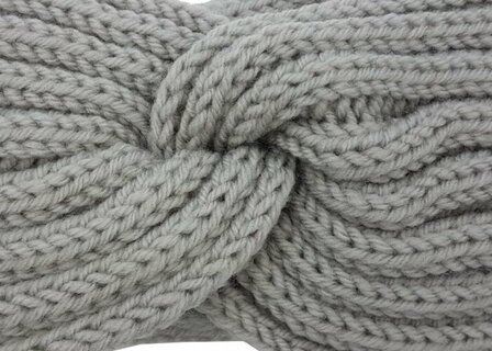 Haarband Winter Twist Knitted Licht Grijs - Gebreide Haarband