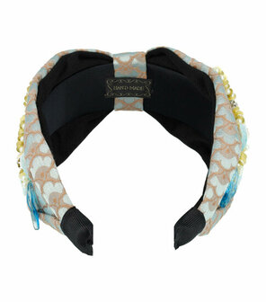 Haarband Diadeem Statement Parel Kralen Leaves 8cm Bruin Blauw