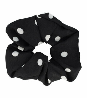 Scrunchie Haarelastiek Stippen Print  Wit Zwart