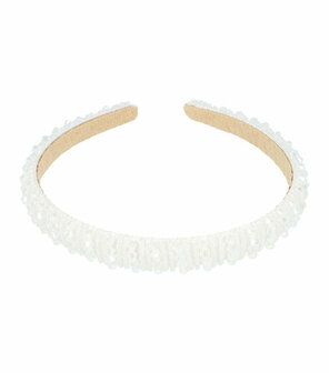 Haarband Diadeem Facet Kralen Streep Patroon 1,5cm Wit