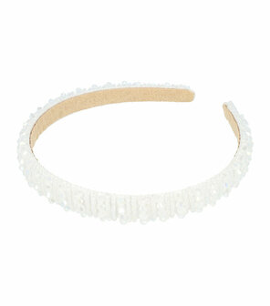 Haarband Diadeem Facet Kralen Streep Patroon 1,5cm Wit