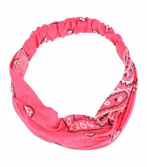 Haarband 3-in-1 Paisley Print Stof Roze