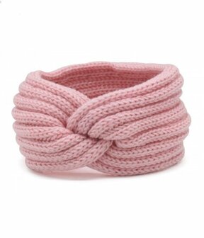 Haarband Winter Twist Knitted Licht Roze - Gebreide Haarband