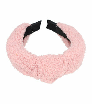 Haarband Diadeem Knoop Teddy Stof 4cm Roze