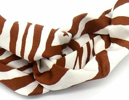 Haarband Twist Zebra Print Bruin Wit