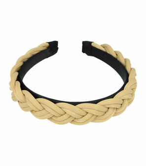 Haarband Diadeem Gevlochten Imitatie Leder Beige