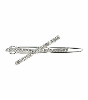 Haarspeld Clip Strik Recht Strass Zilver