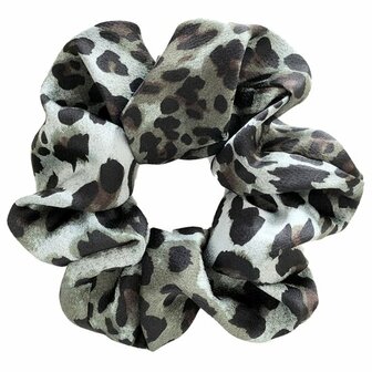 Scrunchie Haarelastiek Panter Print Grijs