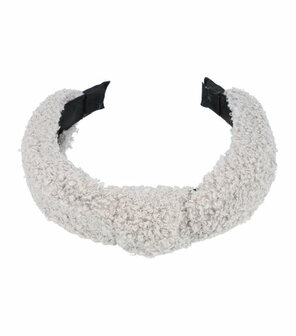 Haarband Diadeem Knoop Teddy Stof 4cm Grijs