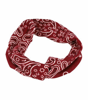 Haarband Knoop Paisley Print 10cm Donker Rood