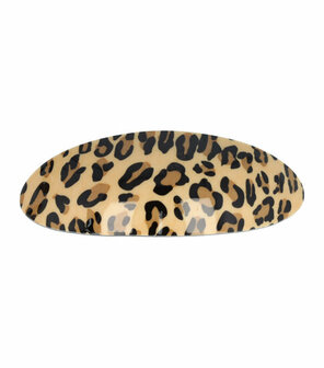 Haarspeld Ovaal Panter Print 10cm Zwart Bruin Beige Patentspeld Haarklem Haarclip Haar Speld Klem Hair Clip Patent Dieren Luipaard Patroon