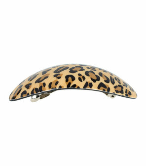 Haarspeld Ovaal Panter Print 10cm Zwart Bruin Beige Patentspeld Haarklem Haarclip Haar Speld Klem Hair Clip Patent Dieren Luipaard Patroon