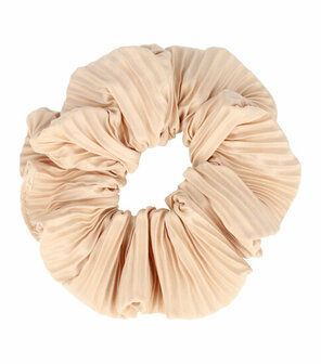 Scrunchie Haarelastiek Ribbel Stof Beige