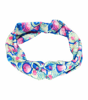 Haarband Hoofdband Twist Knoop Cirkel Fantasie Print Patroon Stof Roze Blauw Groen